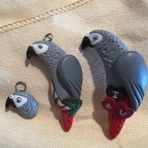 African grey Parrot clay made Jewellery